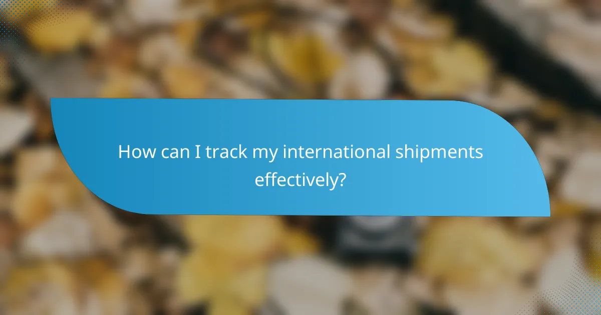 How can I track my international shipments effectively?