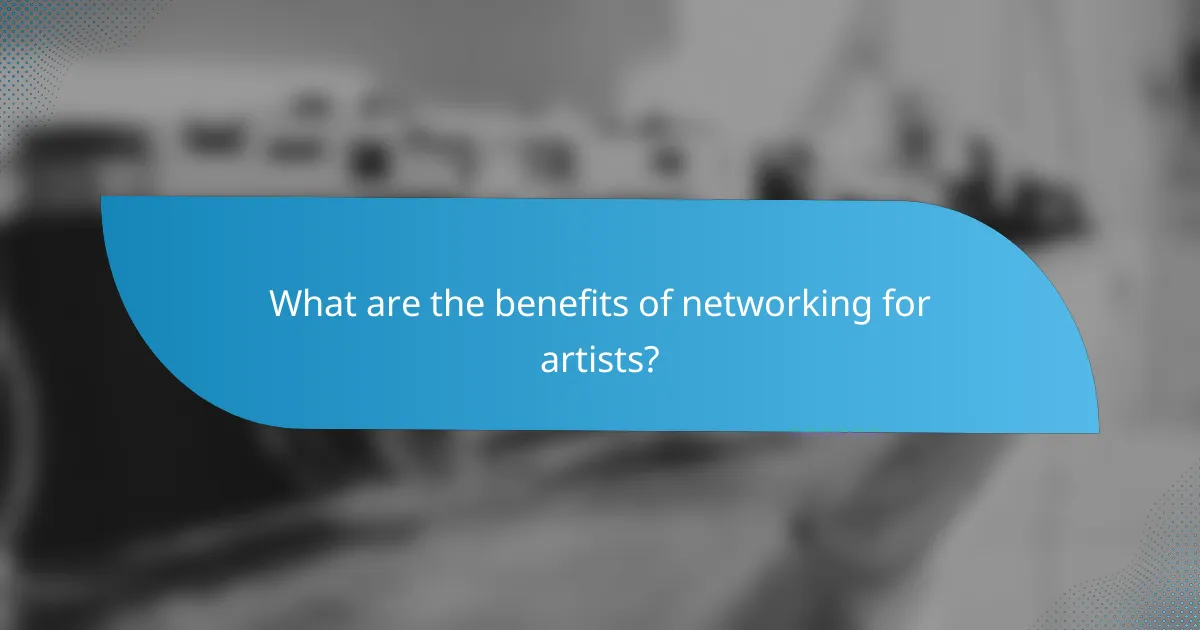 What are the benefits of networking for artists?